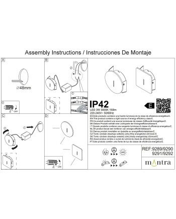 SOTAVENTO * BAÑADOR PARED LED 3W 3000K IP42 CUA. NEGRO